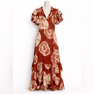 Alden Adair NWT Tie Dye Ruffle Maxi Dress | Boho Resort | Small